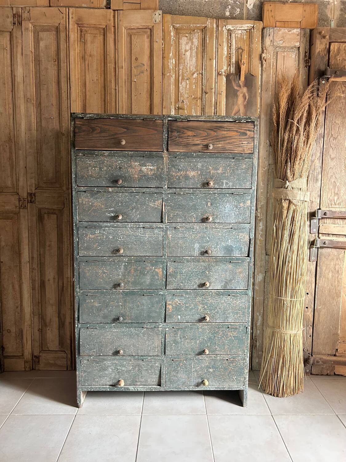 Old patinated flap cabinet