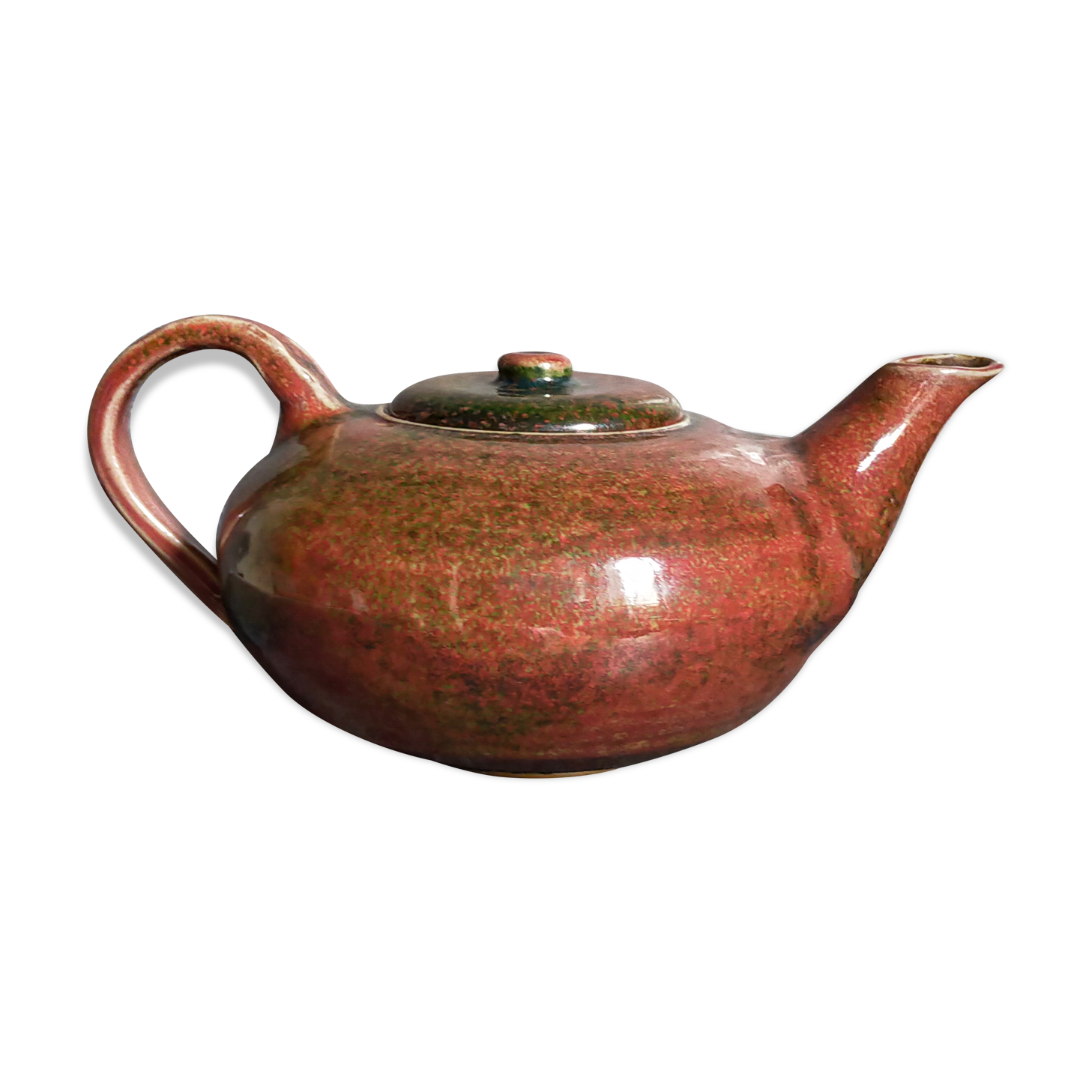 Potter's teapot in vintage glazed stoneware