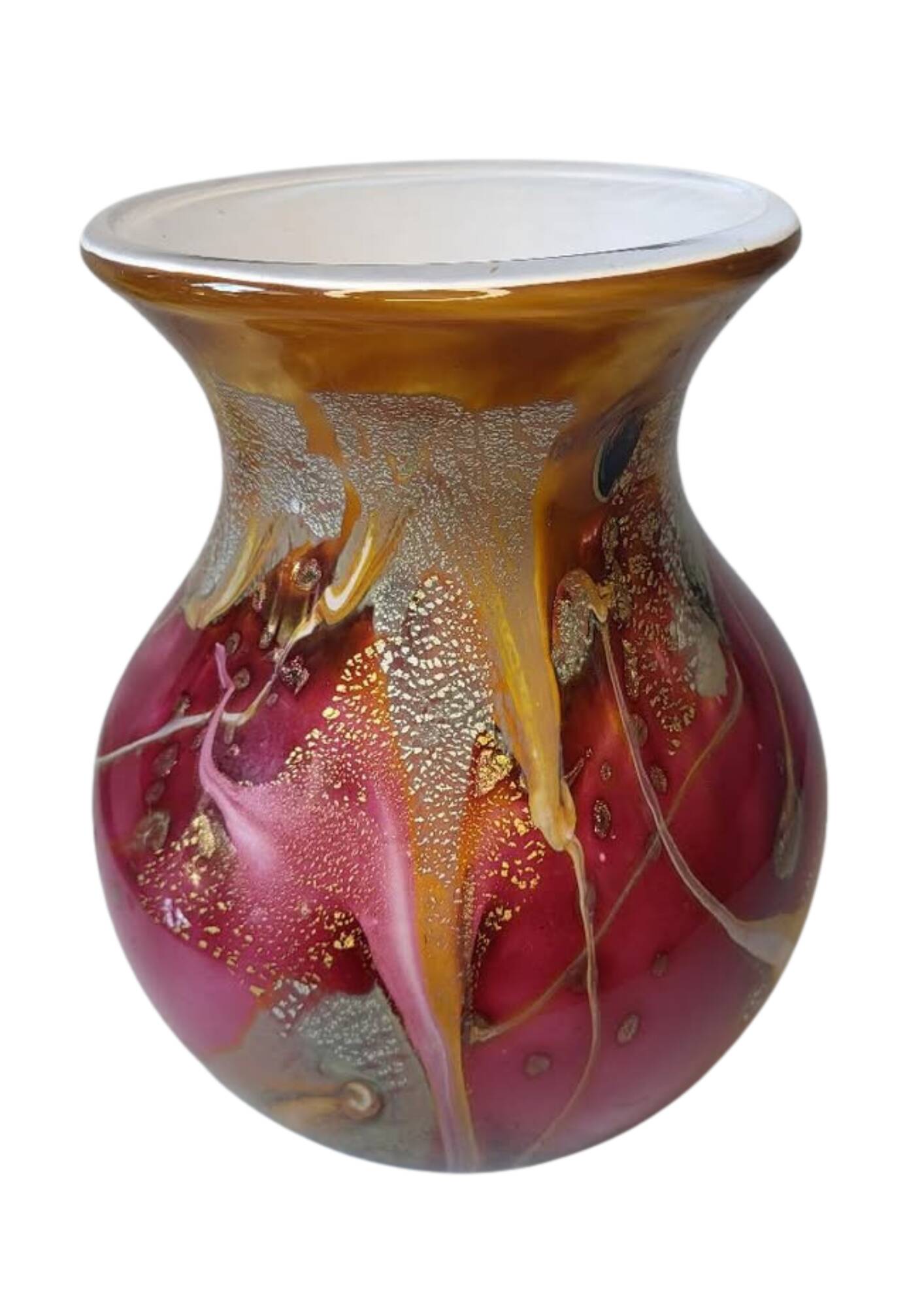 Glass vase - signed - gold leaf - Art Nouveau influence