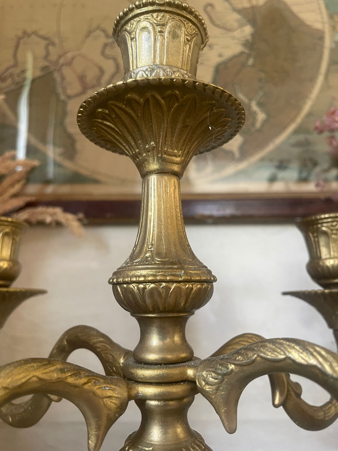 Antique 5-light brass candlestick