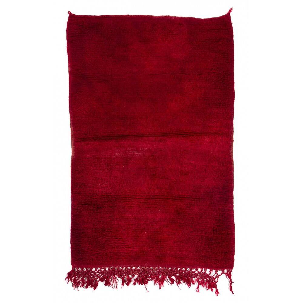 Solid Red Vintage Handmade Turkish Tulu Rug, 100% Wool