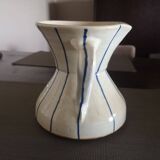 Enamelled terracotta vase pitcher with double handles - 1950s/1960s