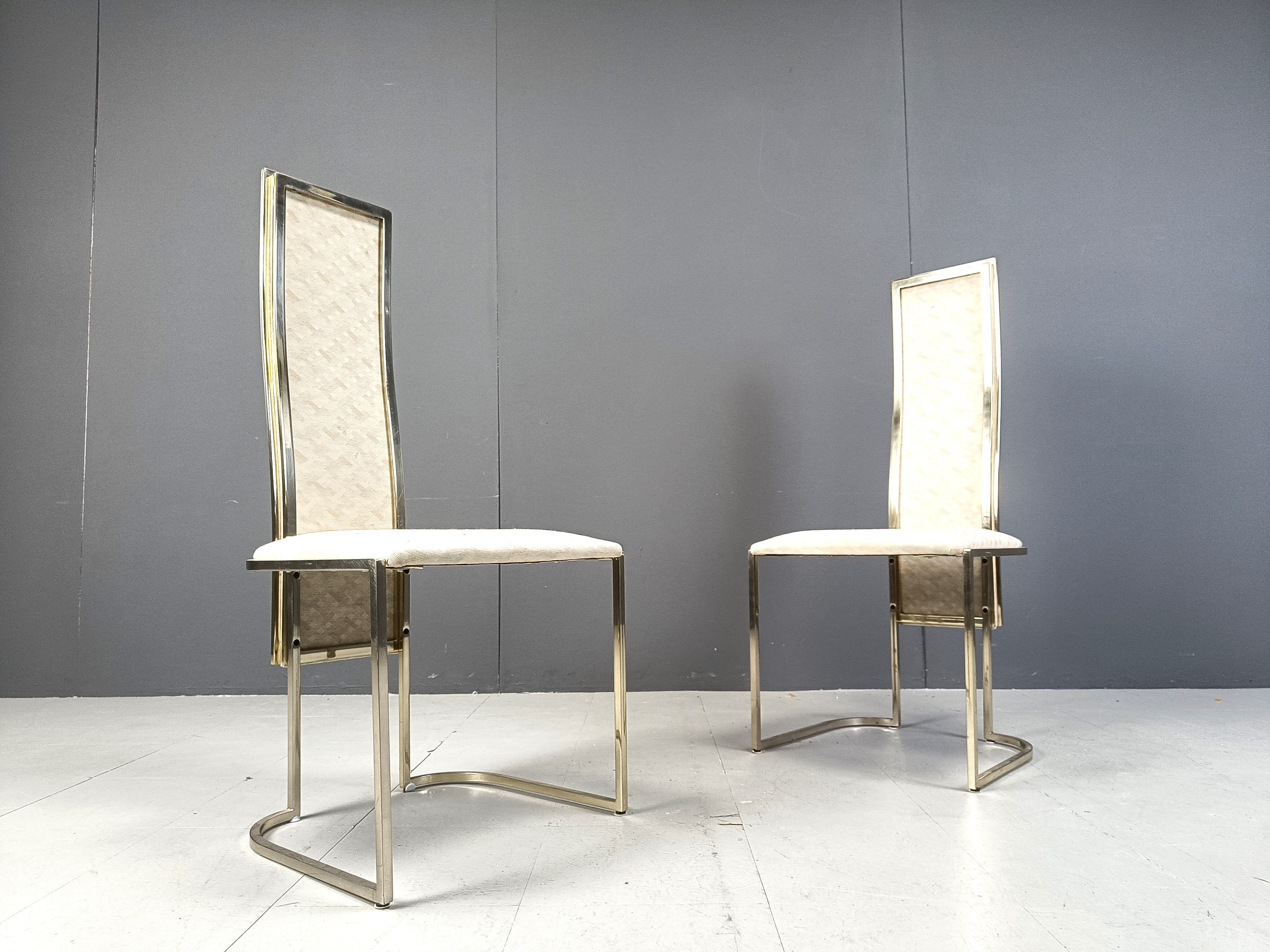 Vintage brass dining chairs by Belgo Chrom, 1970s - set of 8