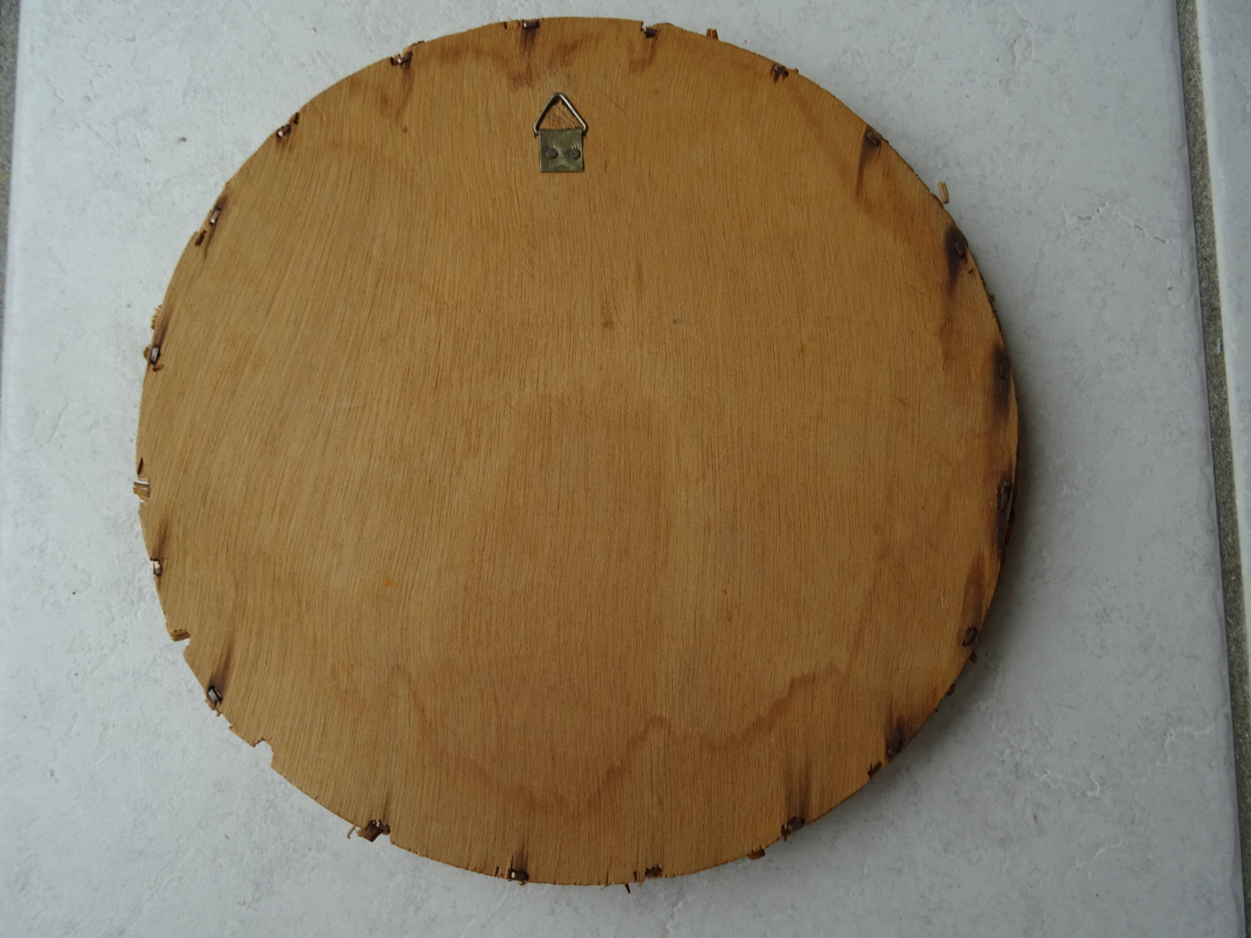 Round mirror in rattan and vintage wicker