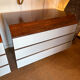 Pair of vintage rosewood and brushed aluminium chests of drawers