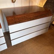 Pair of vintage rosewood and brushed aluminium chests of drawers