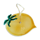 Old lemon-shaped cheese dish, vintage yellow ceramic brass handle 70s