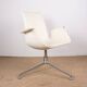 Fauteuil danois, cuir blanc+acier chromé, modèle fk 6725 ou « tulip chair » , preben fabricius/knoll