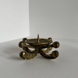 Vintage Brutalist Bronze Candle Holder