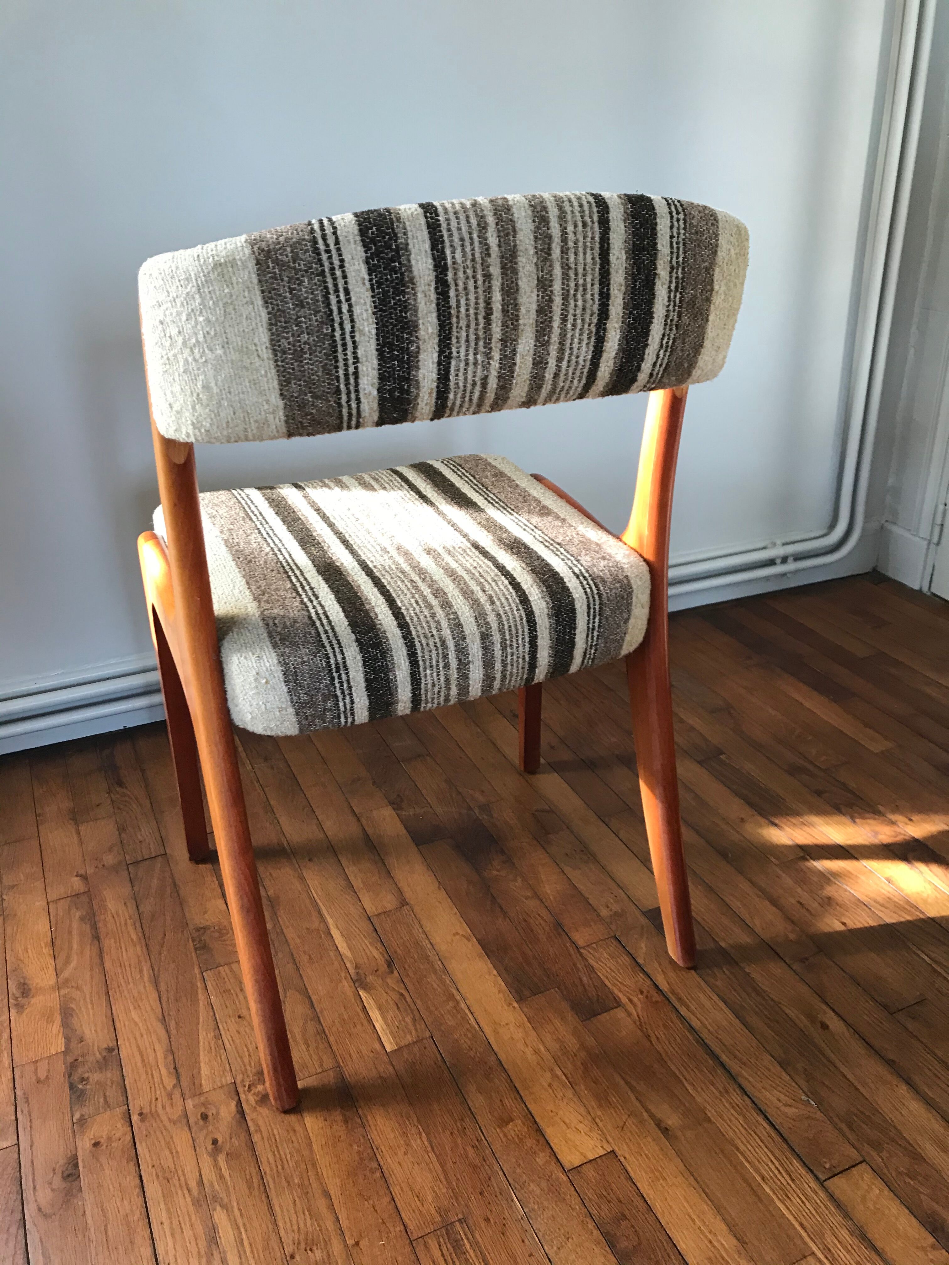 Wooden chair and woolly fabric