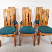 Ensemble de 6 chaises de salle à manger en pin danois, années 1970.