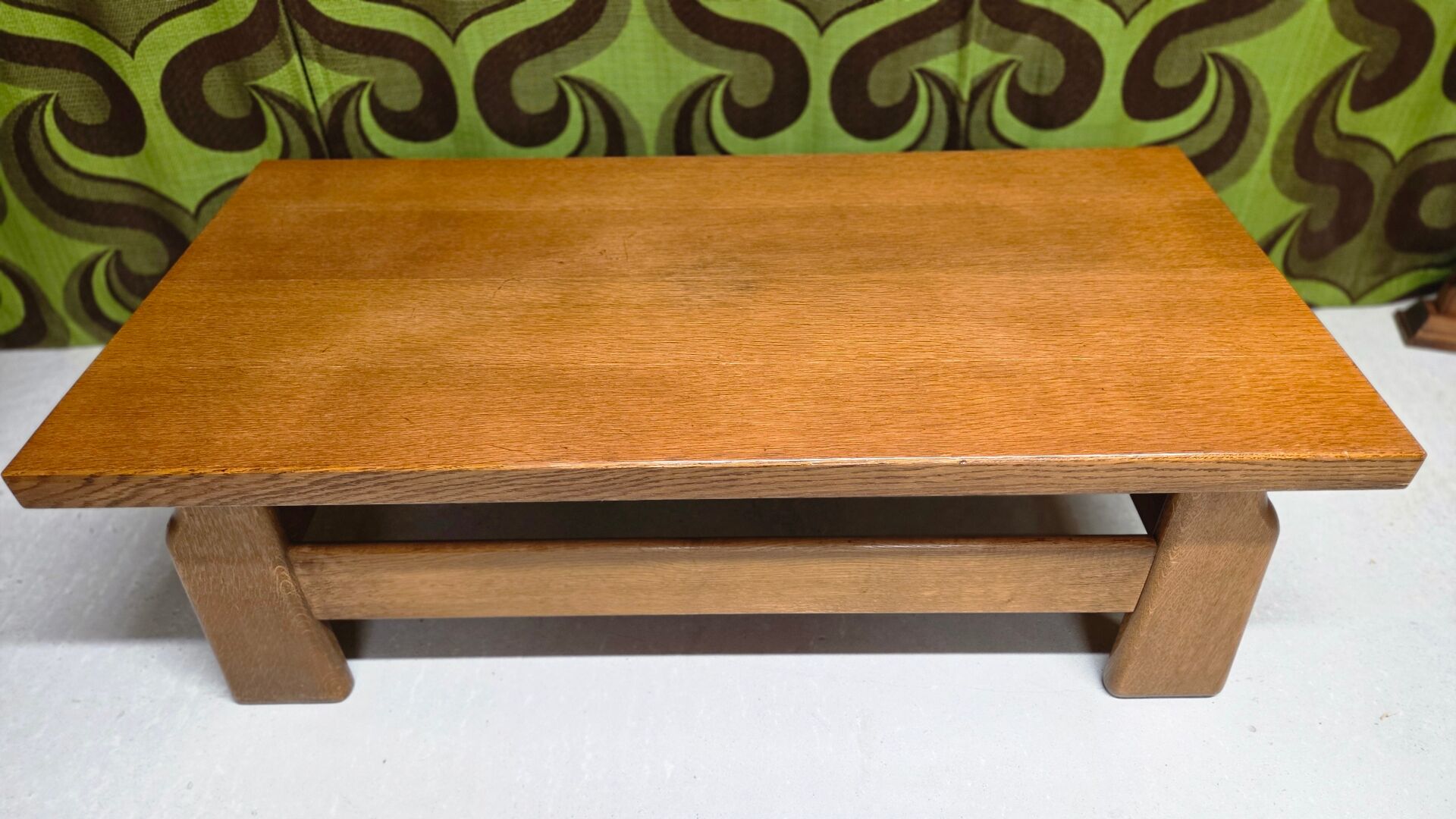 Brutalist coffee table oak 1970 vintage