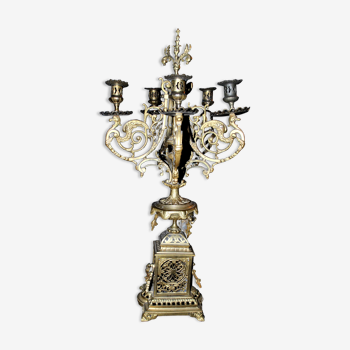 Chandelier napoleon iii in gilded bronze - candelabra candle holder with 5 chimera arms 19th century