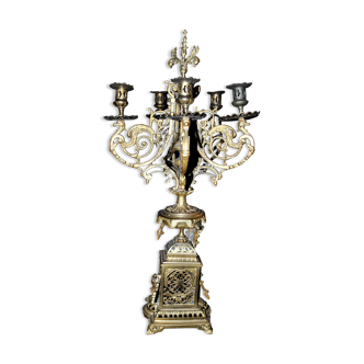 Chandelier napoleon iii in gilded bronze - candelabra candle holder with 5 chimera arms 19th century