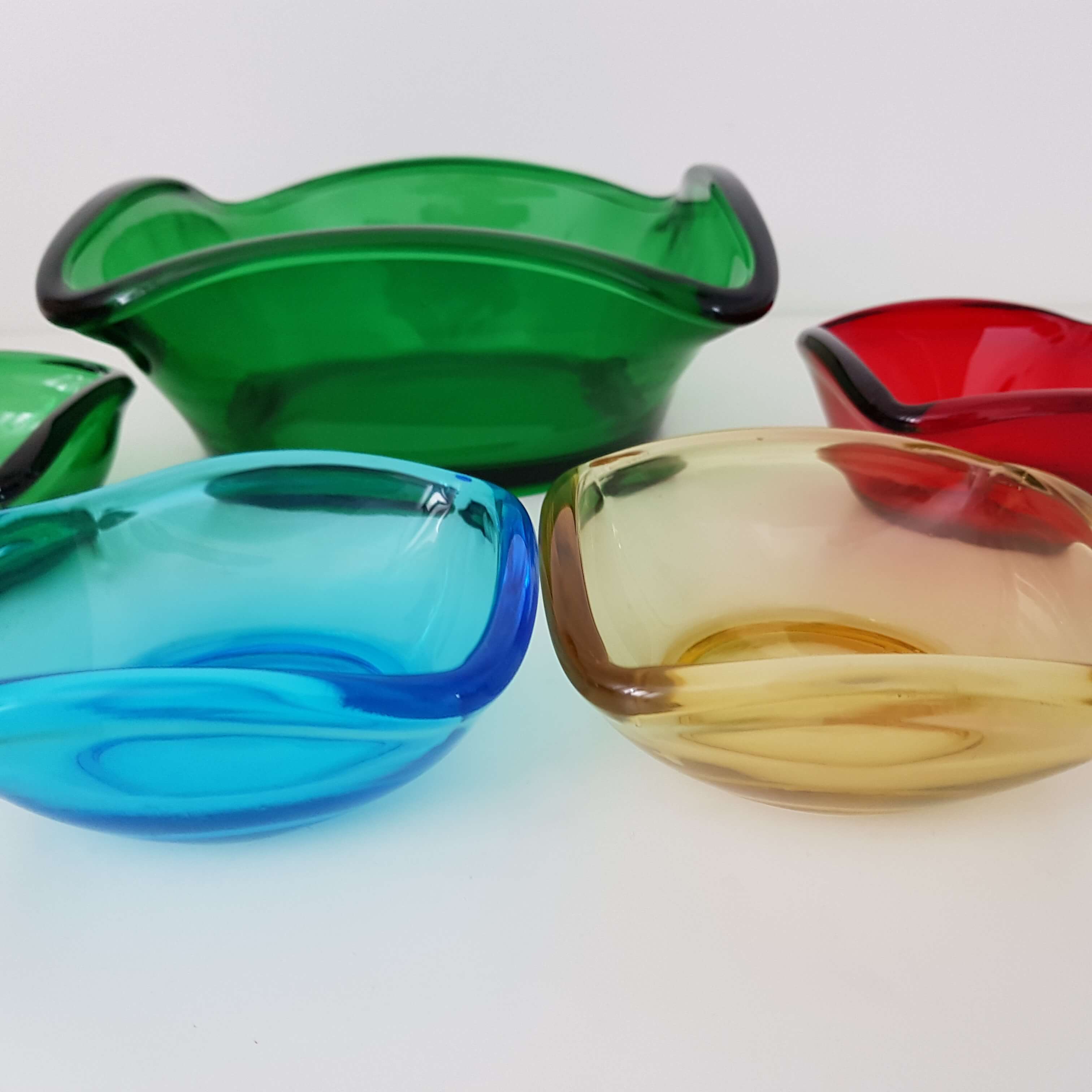 Vintage color glass dessert service