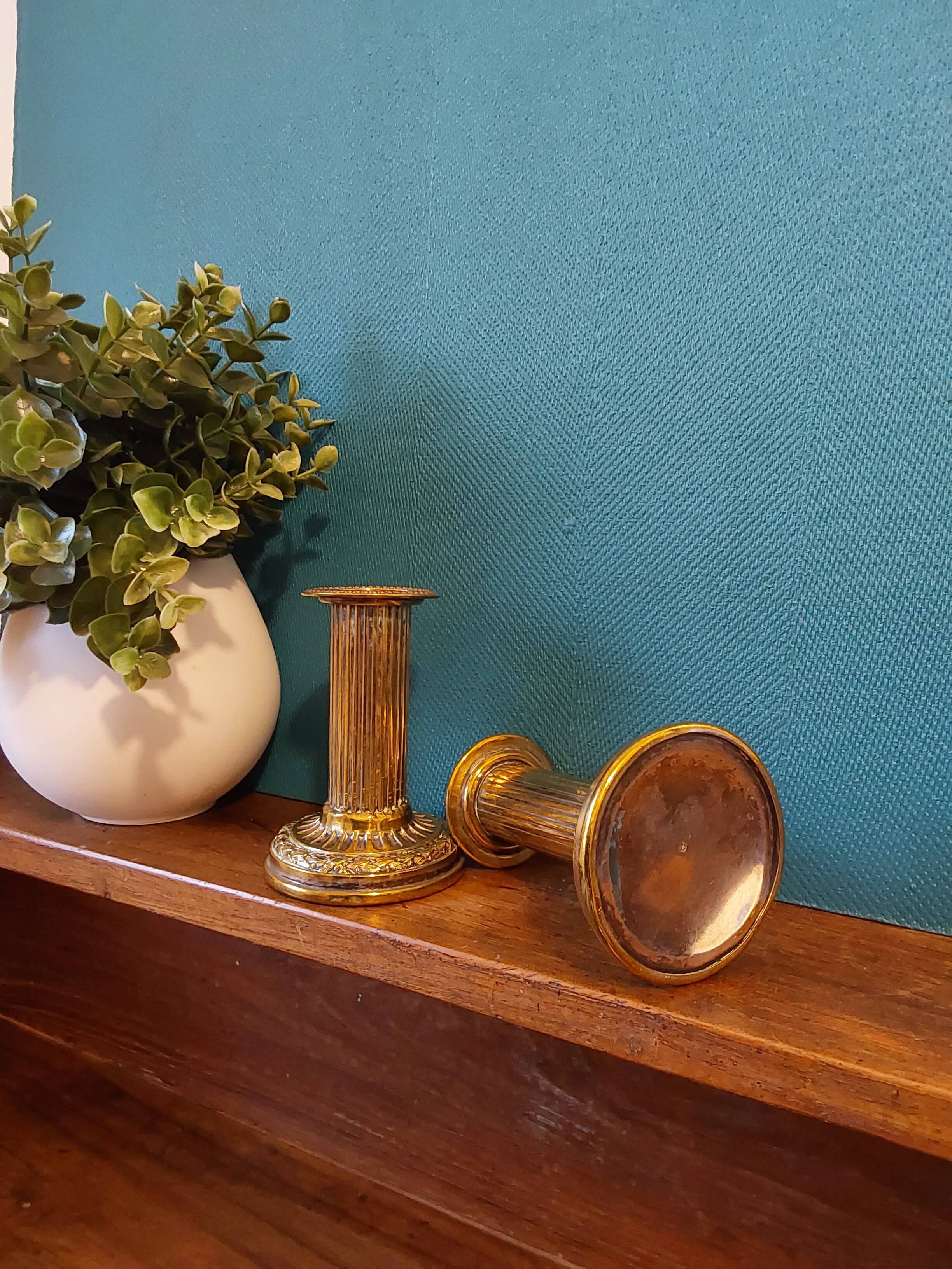 Louis XVI style brass candle holders