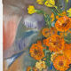 Bouquet of marigolds, oil on canvas signed Maurice Bouillot 1954