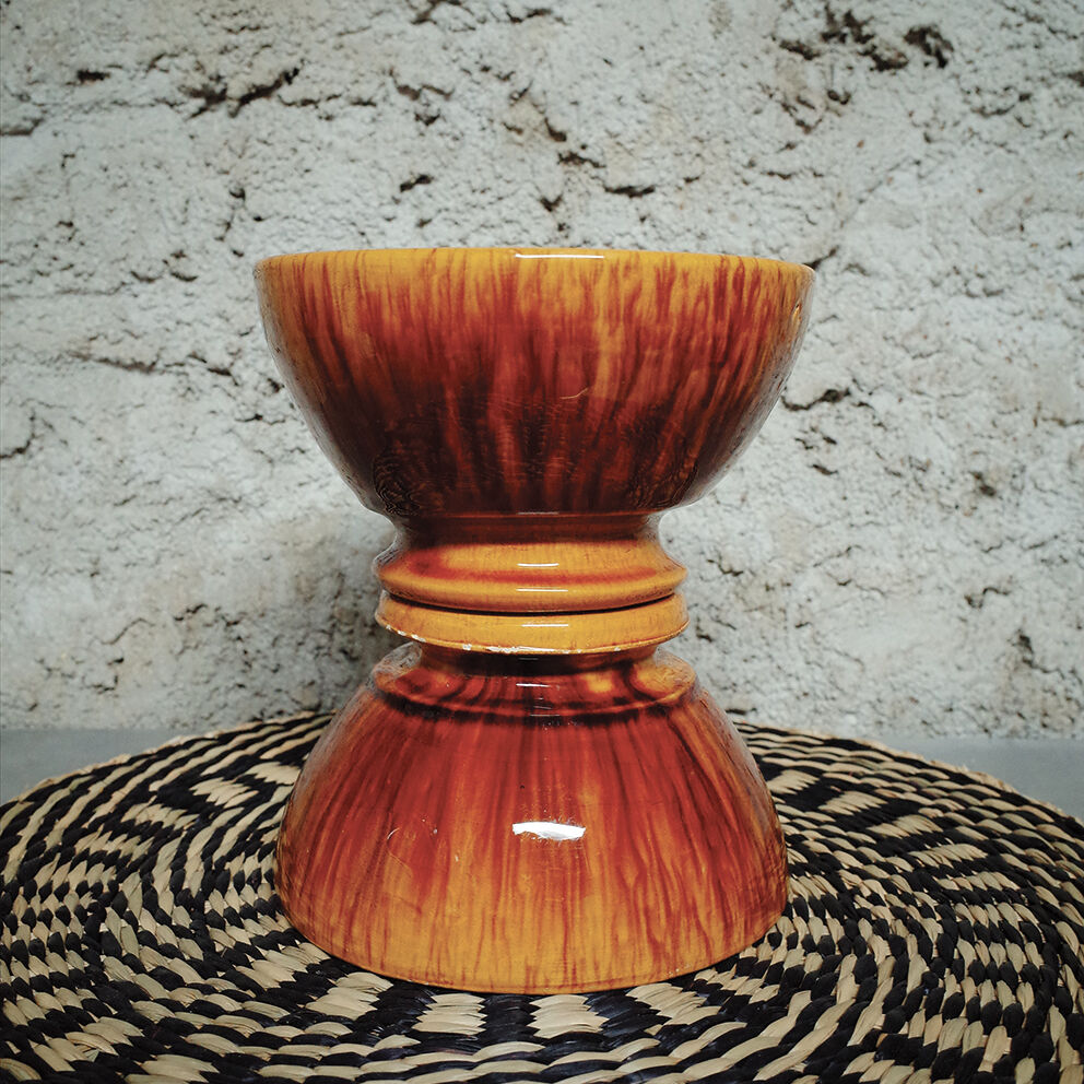 Set of 2 ceramic bowls flamed decoration