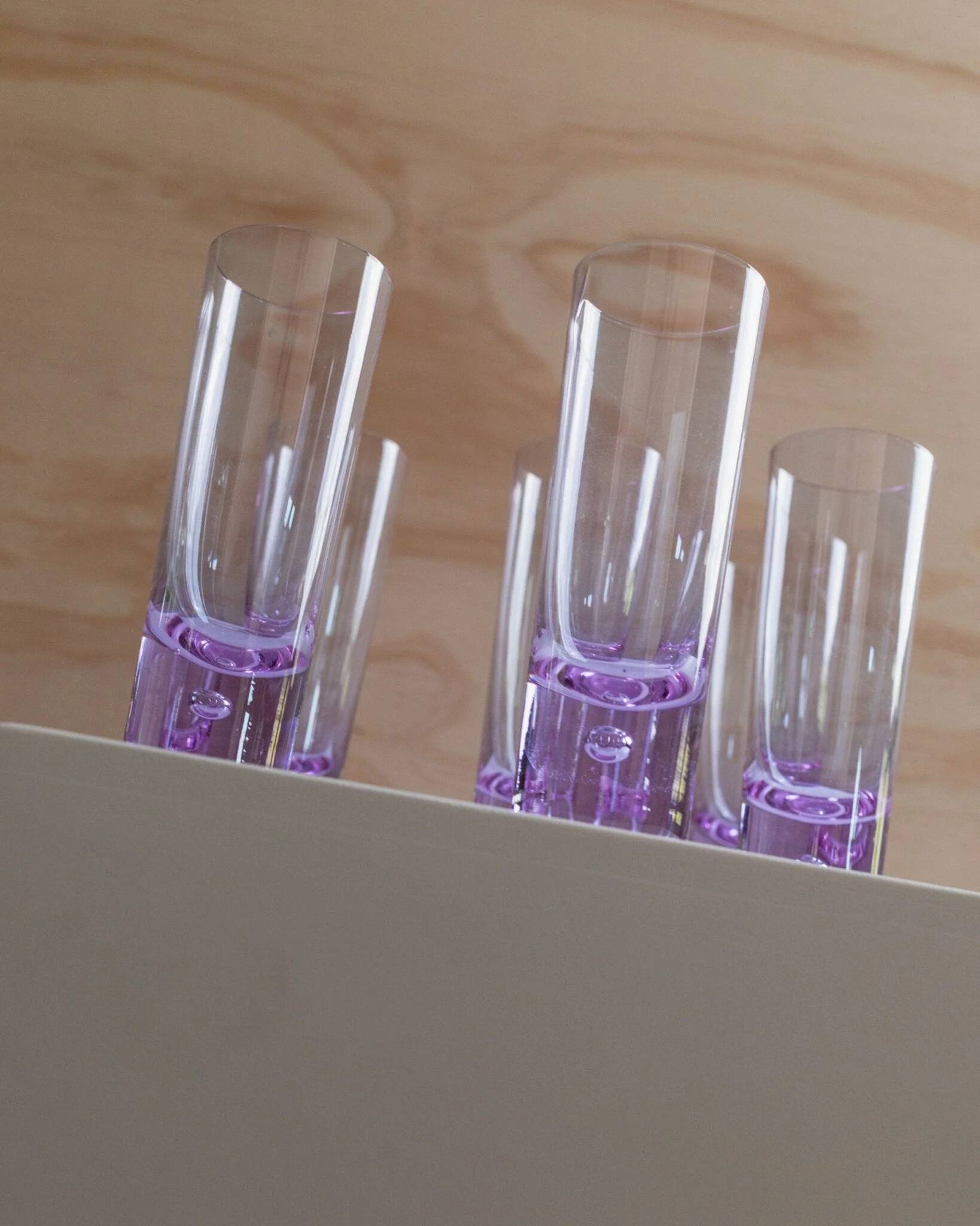 Set of 6 Vintage Alexandrite Purple Crystal Drinking Glasses - Murano Glass, 1970s Italy, Heavy Base