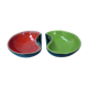 Set of two-colored red and green ceramic cuts on a black background
