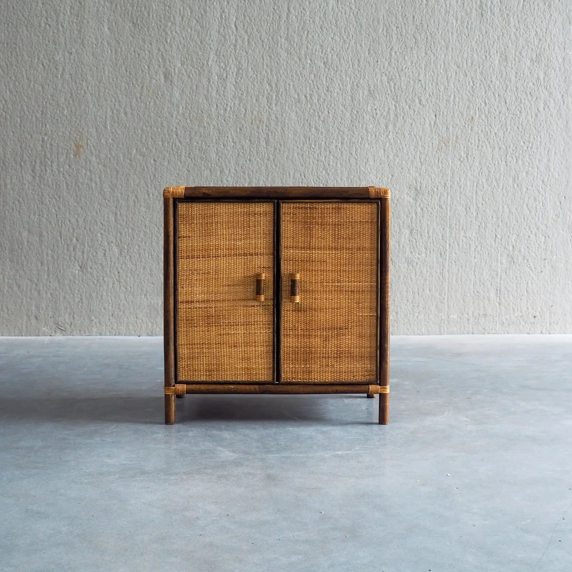 Vintage rattan & woven cane cabinet