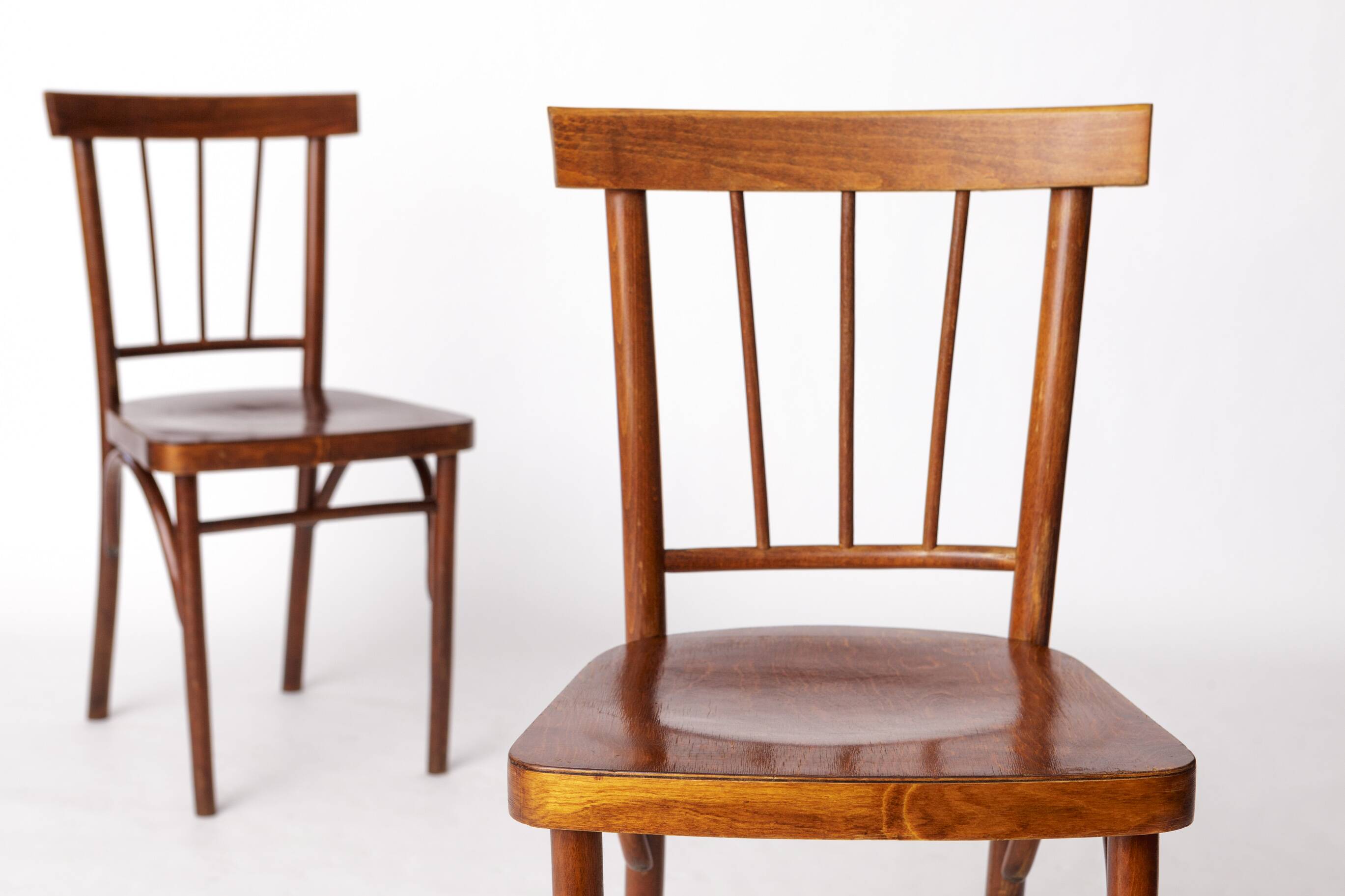 Pair of Soviet Beech Dining Chairs – 1978 Vintage, Refurbished Wood Frame