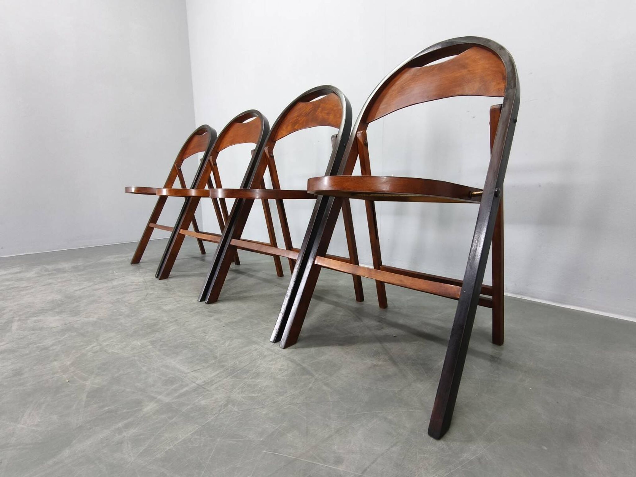 Set of Four Bauhaus Folding Chairs B751 by Ligna, Czechoslovakia 1930s