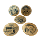 5 sarreguemine themed plates "Theme China"