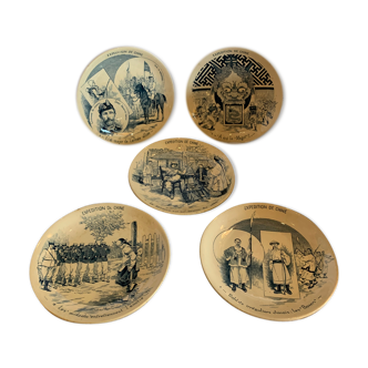 5 sarreguemine themed plates "Theme China"