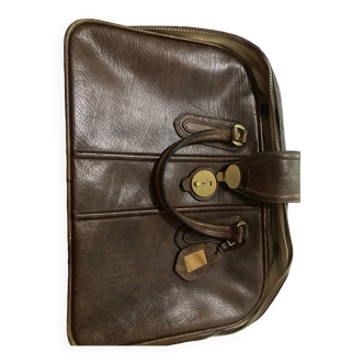 Schlitz leather suitcase