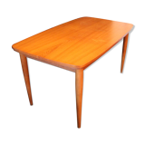 1960s table with teak veneer and glass top + extensions