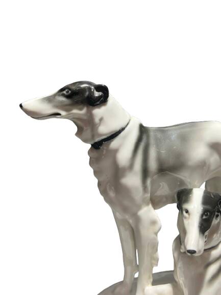 Sculpture representing two ceramic dogs