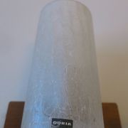 Pair of Doria crackled frosted glass and teak wall lights, 1960s