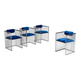 Set of four Italian modernist chrome chairs with royal blue velvet, 1970s