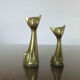 Couple of stylized cats in brass 70s