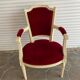 PAIR OF LOUIS XVI STYLE CABRIOLET ARMCHAIRS IN STUDDED RED VELVET FABRIC