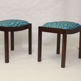 Pair of 50/60 design stools, jacquard fabric.