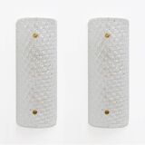 Pair of Modern Italian Murano Glass Textured Wall Sconces