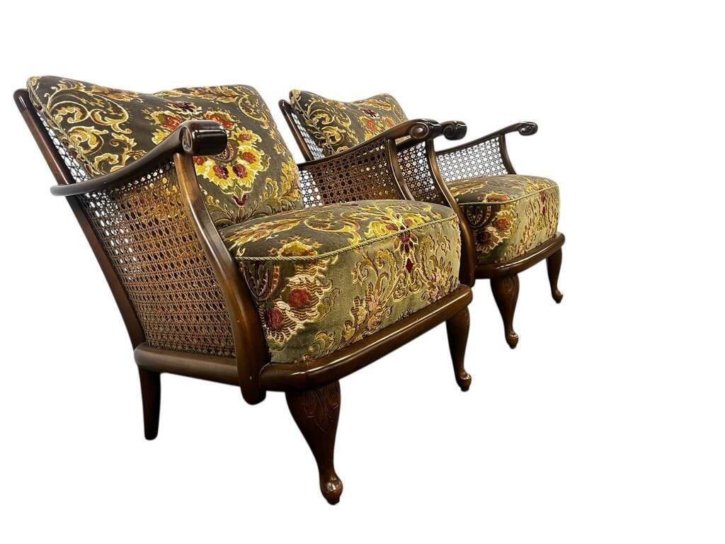 Set of 2 vintage wooden club armchairs
