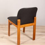 Set of 4  chairs 70s vintage in black leather Italian design