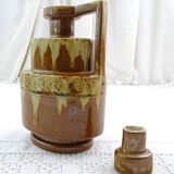 Antique Art Deco bottle, France, ceramic with handle and stopper