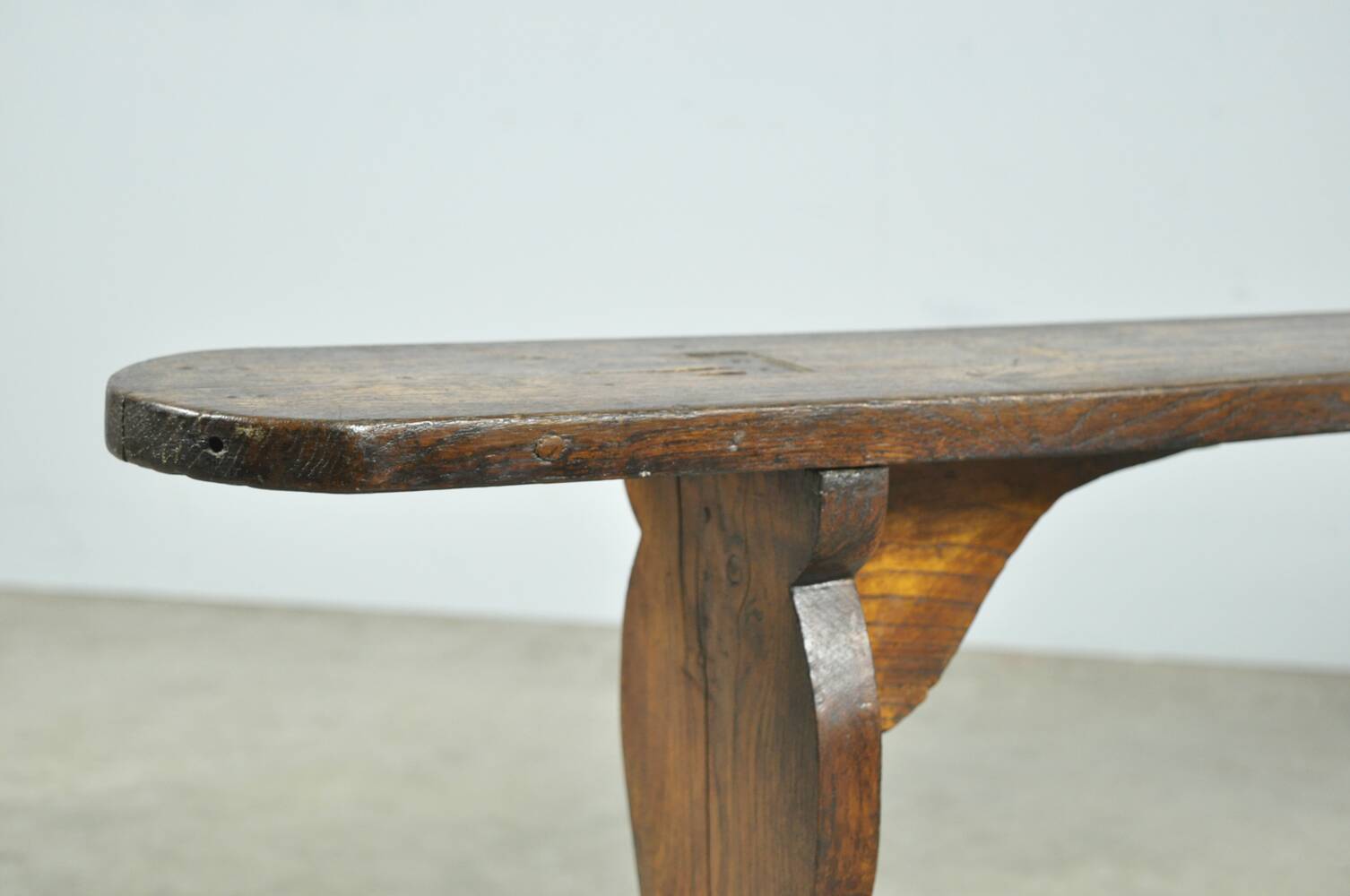 HANDMADE antique wooden French farmhouse bench, 1930s