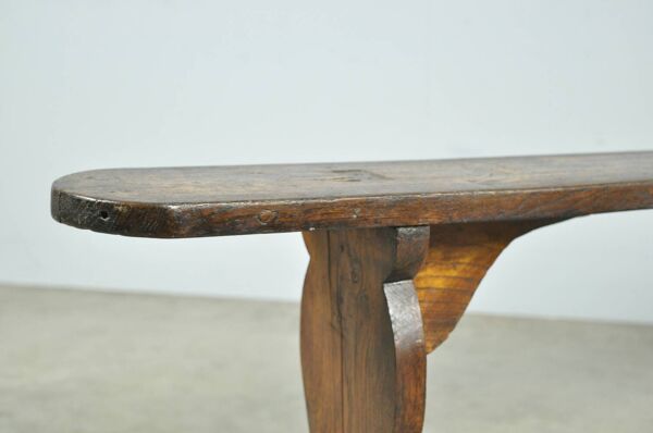 Banc de ferme français en bois antique fait main, années 1930