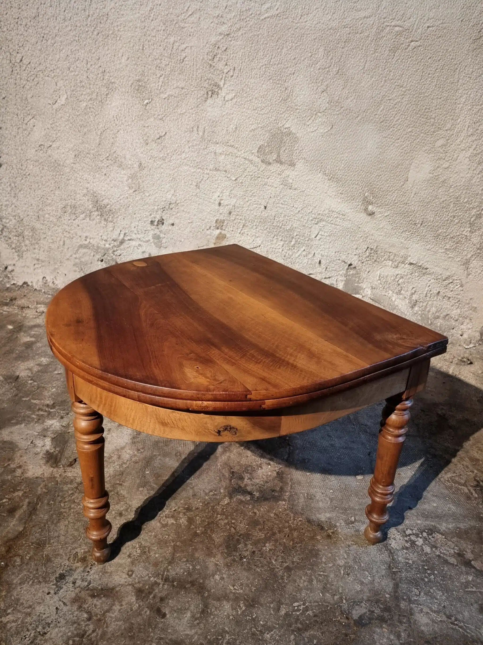 Antique folding demi-lune table, dining table, console.