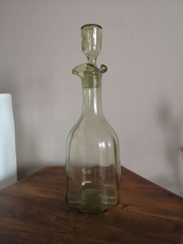 Carafe à alcool en verre soufflé bouche XIXème siècle