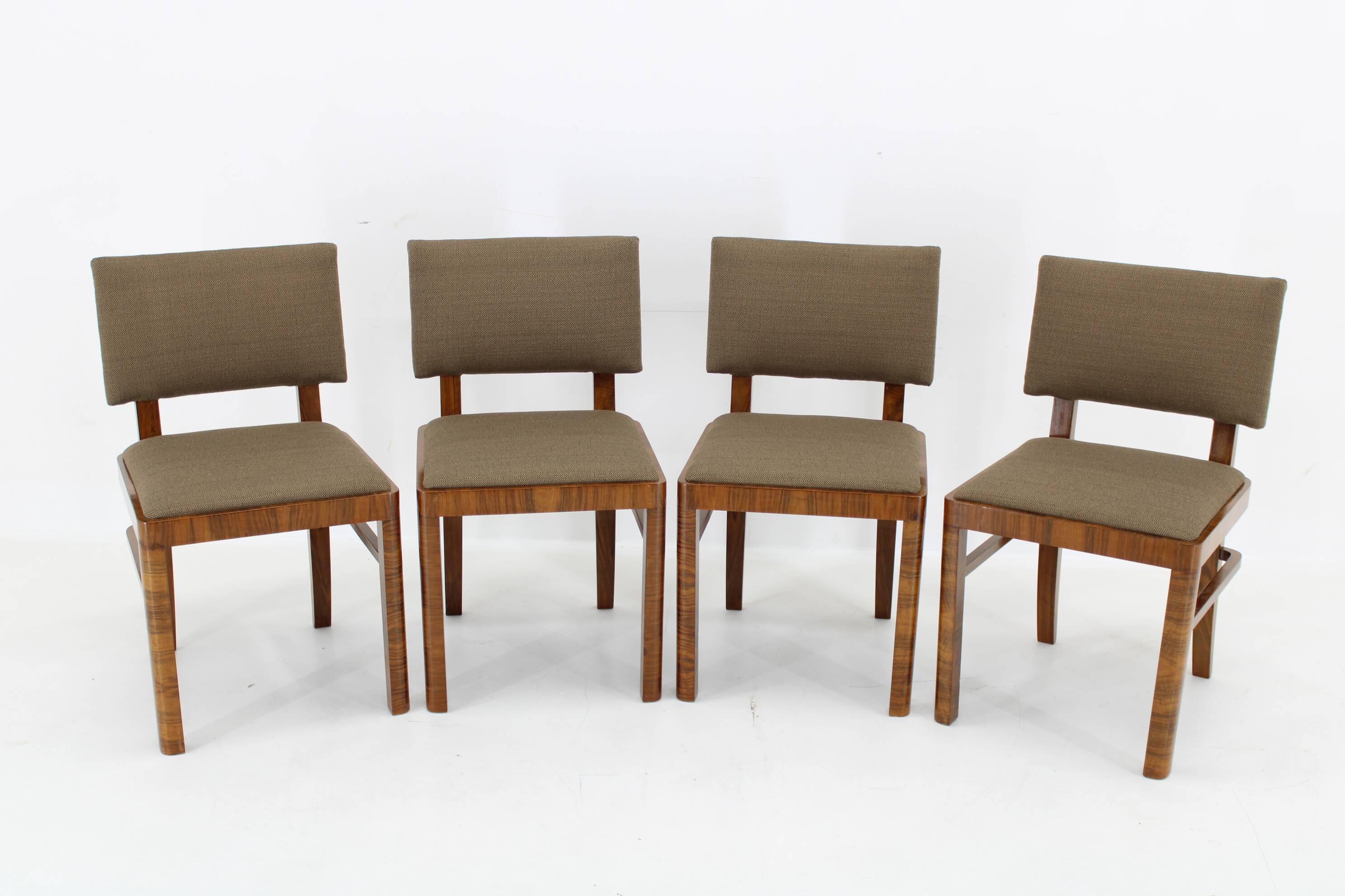 1930s Set of Four Restored Art Deco Dininng Chairs, Czechoslovakia