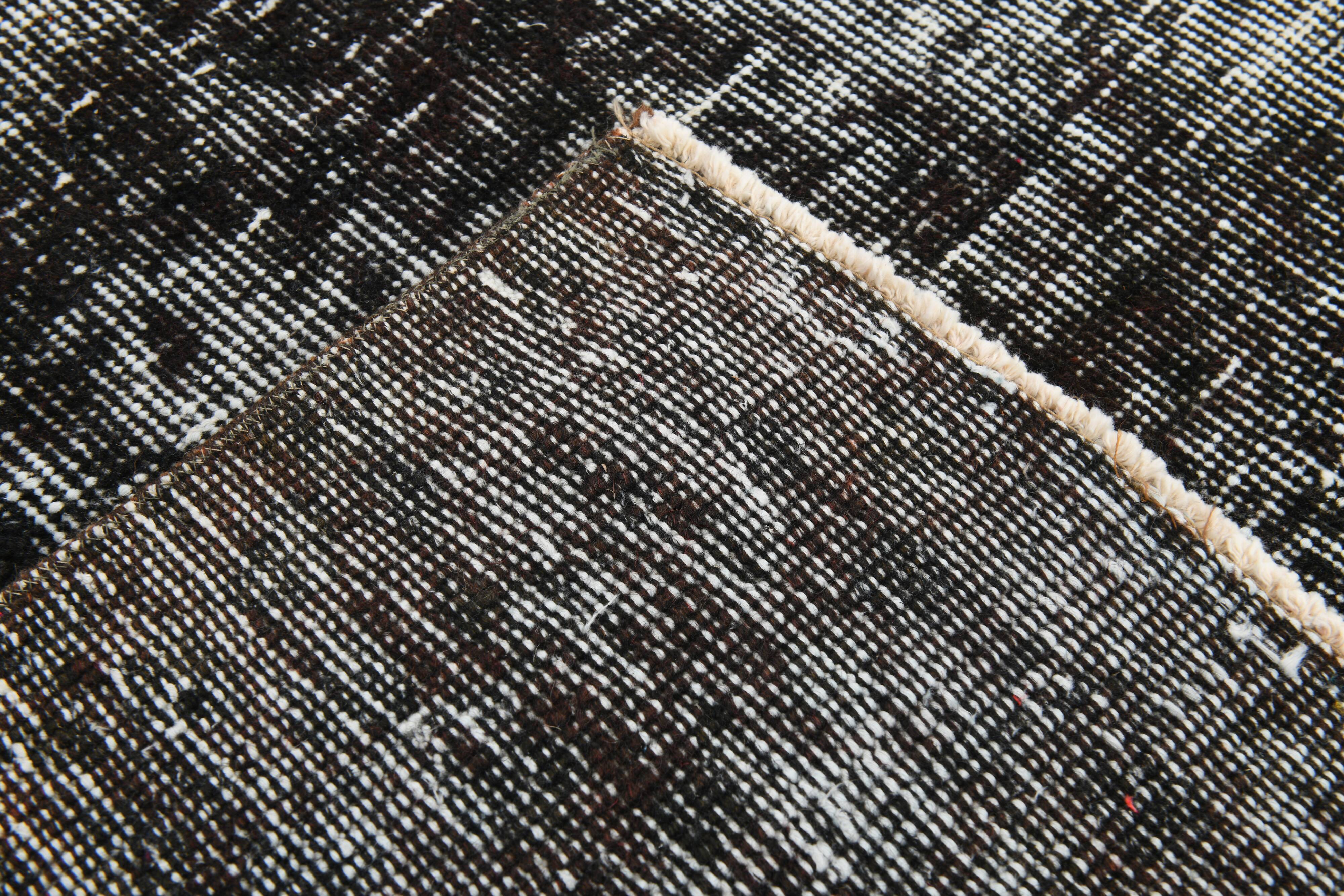 Black gray tones anatolian handmade vintage rug 260x158cm