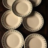 A set of 8 small plates Terre de Fer flowers green Choisy le Roi