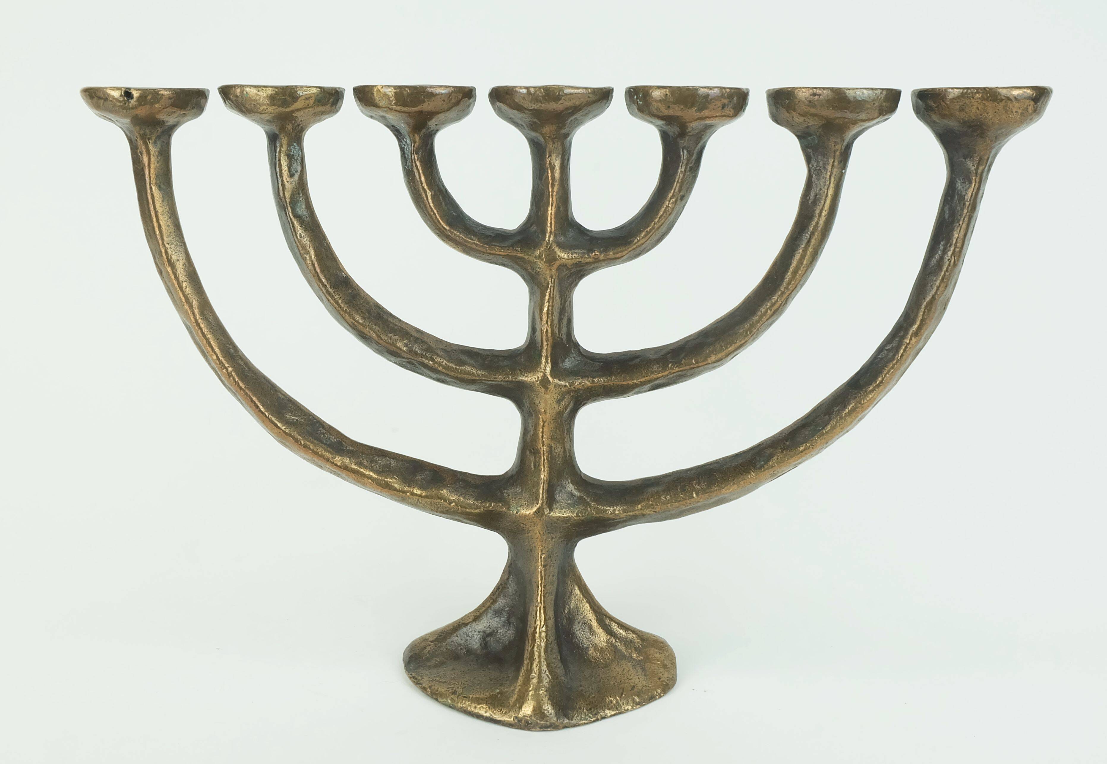 7-armed cand1960s 70s mid century brutalist bronze CANDELABRA