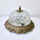 Plafonnier Globe Lampe Ancien En Verre Cerclage Doré 2 Ampoules A Vis